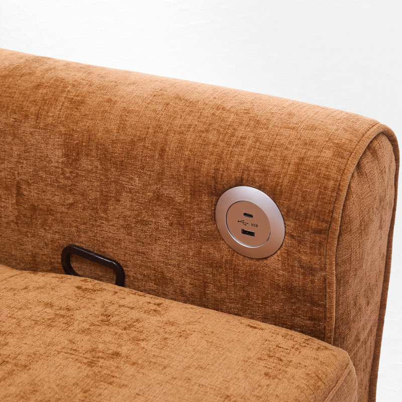 Canapé convertible 81,9 po avec fauteuil inclinable, Orange