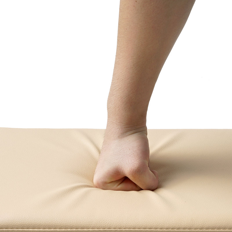 Petit repose-pieds en cuir avec repose-pieds, Beige