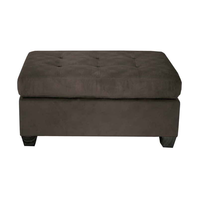 Repose-pieds capitonné en microfibre chocolat pour salon moderne, sièges confortables et élégants avec une fabrication durable