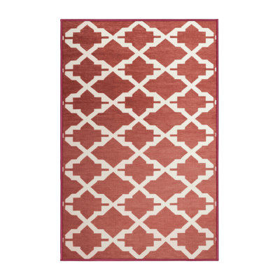 Tapis rouge en treillis lavable à la machine