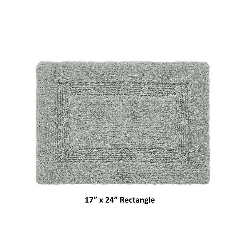 Rozanne Reversible Cotton Bath Rug, 17" x 24" Rectangle, Silver