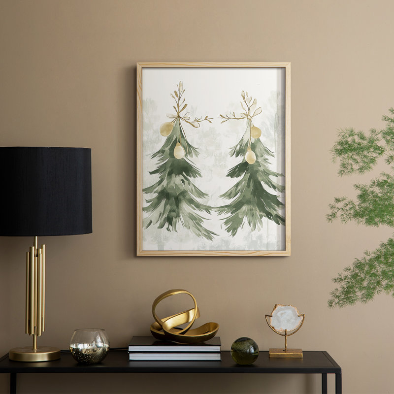 «Christmas Holiday Art» CECLXV III, reproduction d'art encadrée - bois massif, Naturel, H 11 po x l 9 po