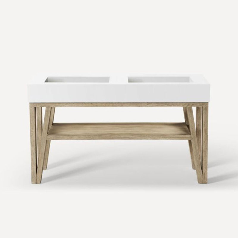 Bodo 59.63" Double Bathroom Vanity Set, Light Burnt Oak
