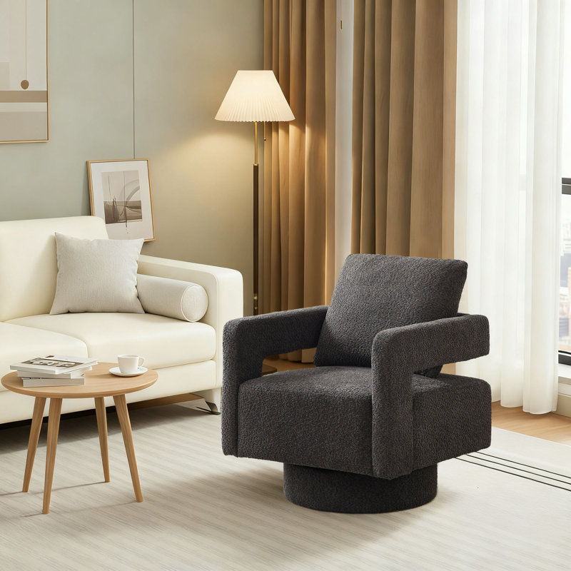 Fauteuil d'appoint rembourré Boucle, Gris anthracite