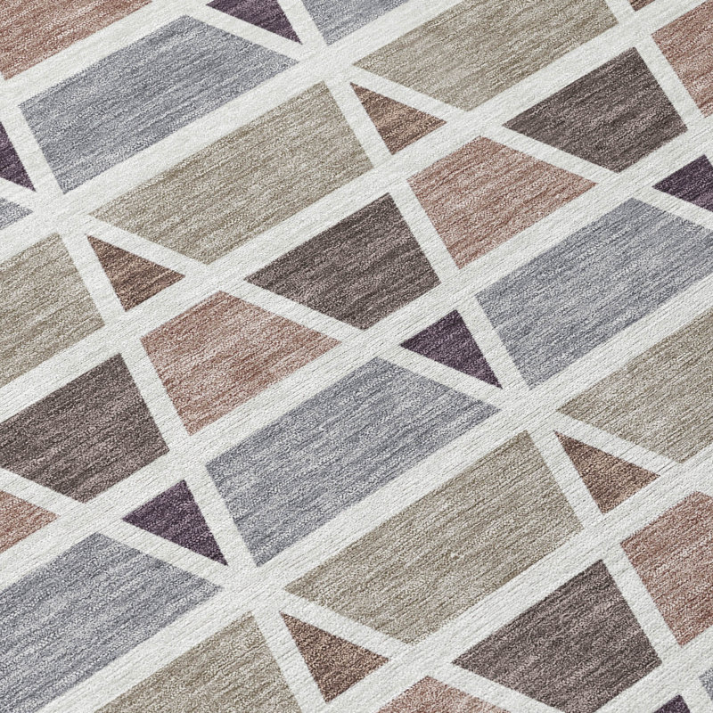 Machine Washable Indoor/Outdoor Chantille ACN2733 Geometric Rug, 3' x 5', Taupe
