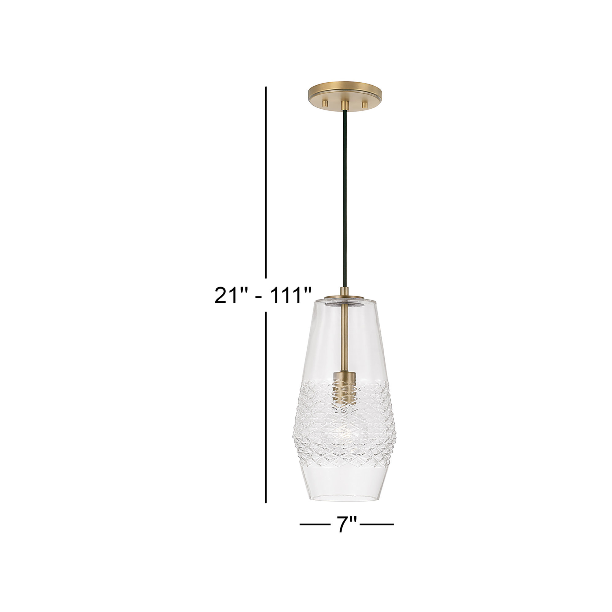 Single Light Glass Dimmable Pendant, Aged Brass