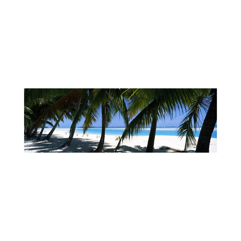 Palm Trees on the Beach, Aitutaki, Cook Islands 1 Piece Wrapped Canvas Panoramic Wall Art, 182.88 cm H x 60.96 cm W