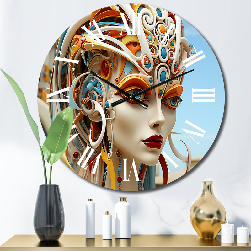 Portrait d'une horloge murale en métal surréalisme blanc, Petit