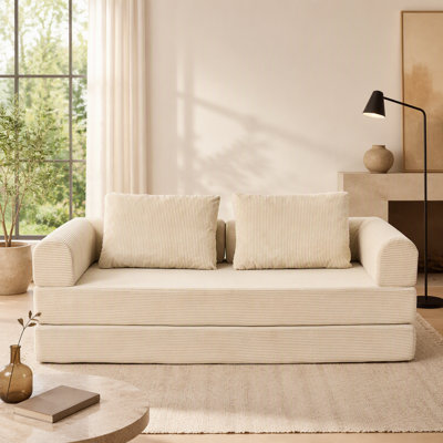 Canapé-lit convertible avec coussin cylindrique - Canapé-lit pliant en velours côtelé pour une utilisation polyvalente dans le salon, la chambre à coucher, le salon et le studio
