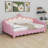 Extending Daybed With LED Lights, Modern Upholstered Princess Daybed With Crown Headboard-849362117