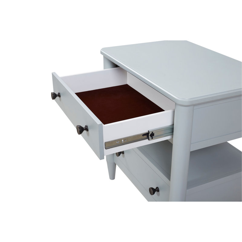 Table de chevet ouverte avec 2 tiroirs, Bleu clair