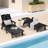 HDPE Outdoor Chaise Lounge – 5-Position Adjustable with Wheels & Cup Holder-179587571