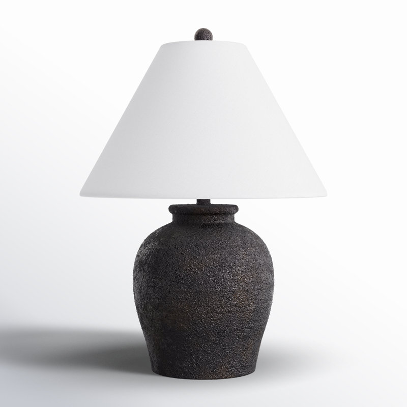 Chemise Ceramic Table Lamp, Black, Classic Linen