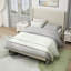 Queen Size Bed Frame With 55.5"High Back Upholstered Headboard, Boucle Fabric,12 Slat Support,Thickened Side Panels,Solid Wood Feet,No Box Spring Needed(Beige)-1975664325-1975664331