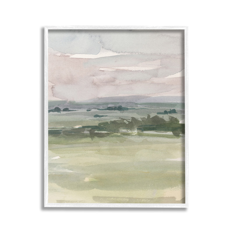 Rurale, aquarelle, paysage, estampe numérique, Art par Ethan, Giclée encadrée blanc bord de mer, H 30 po x l 24 po