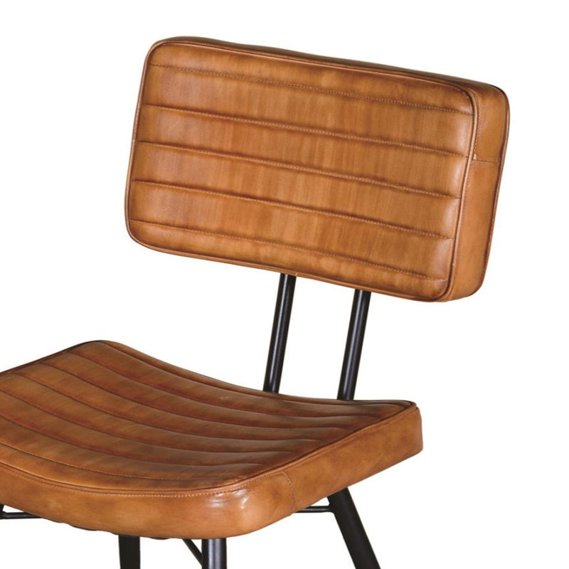 Chaise d'appoint en cuir capitonné brun Kezmyn