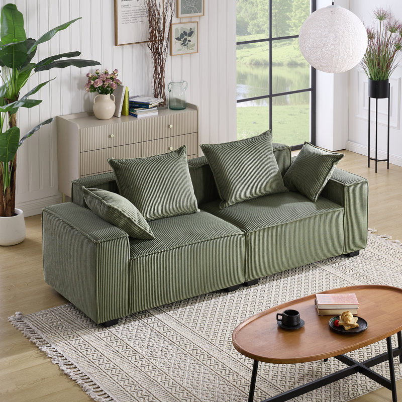 Canapé Makassar, Olive Green Corduroy