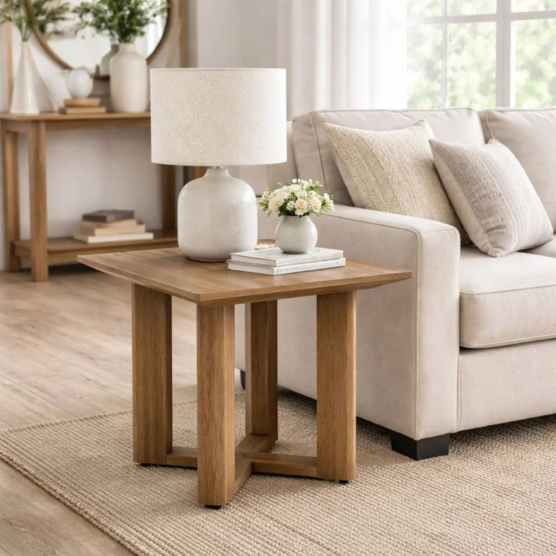 Table de bout d'extérieur carrée en bois brun 23 pouces Berry
