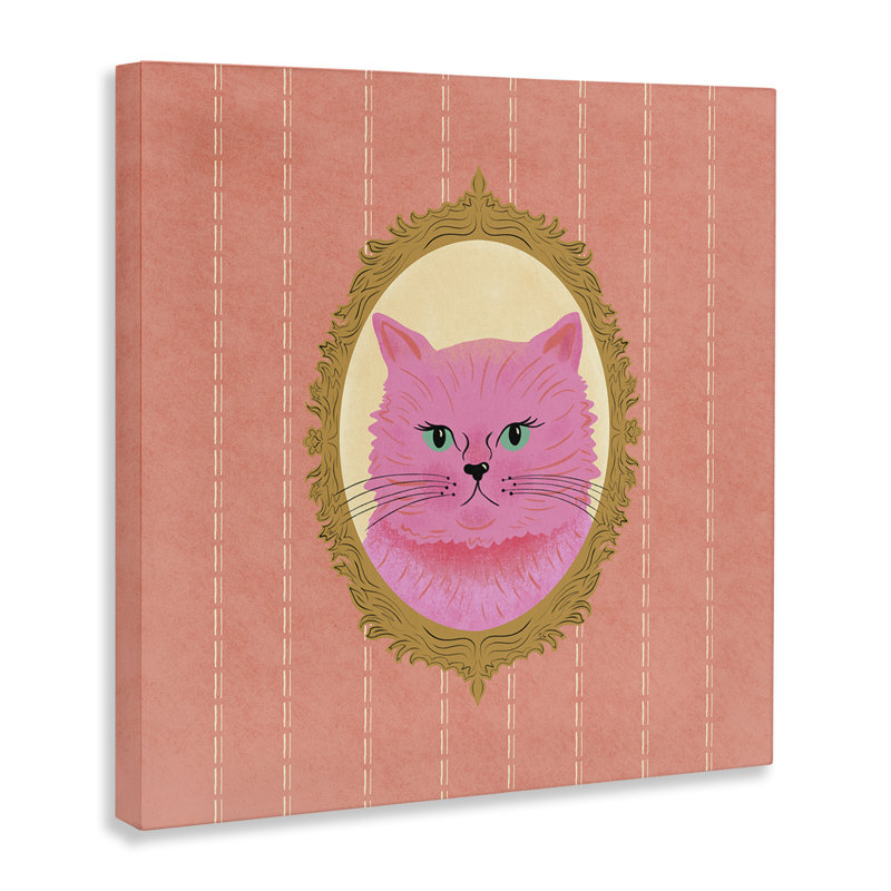 «Pink Cat Portrait» par Carrie Cantwell, H 36 po x l 36 po