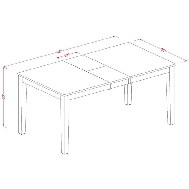 5 Piece Kitchen Table Set for 4 Includes a Rectangle Dining Table with Butterfly Leaf and 4 Linen Fabric Dining Room Chairs, Black & Cherry