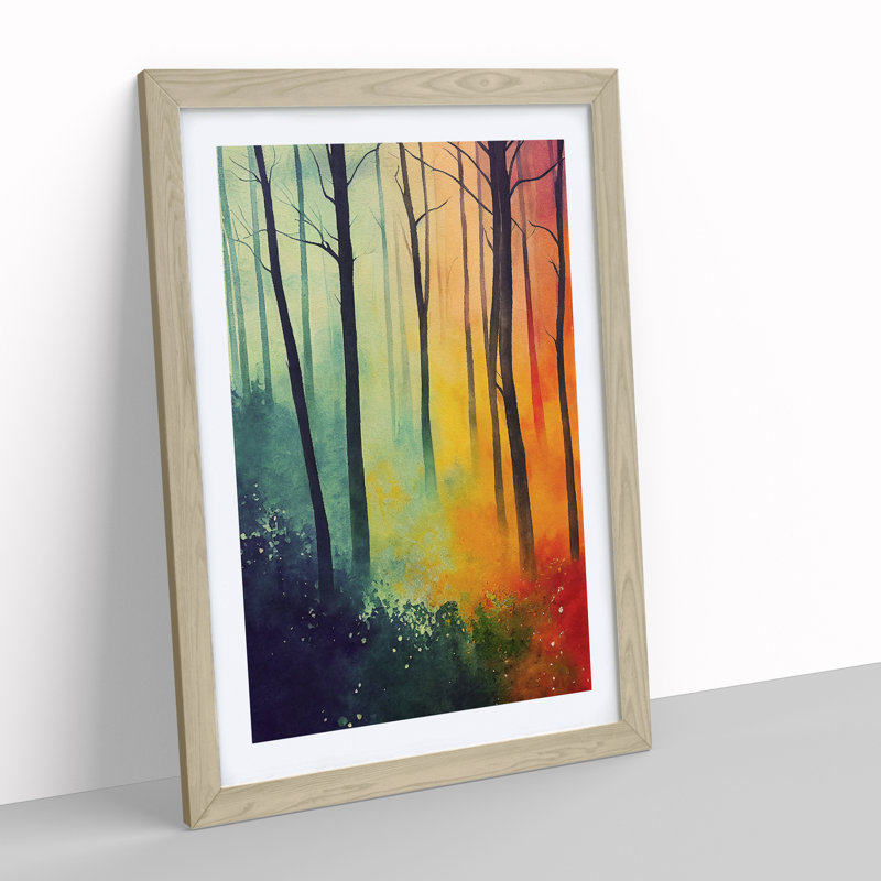 Vibrant Forest No.2 - Wall Art, 64cm H x 46cm W x 2cm D, Oak Framed Paper, Oak Framed