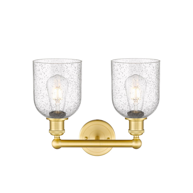 Éclairage pour meuble-lavabo à 2 lumières 15 po Edison Allysson, Or satiné, Bullé