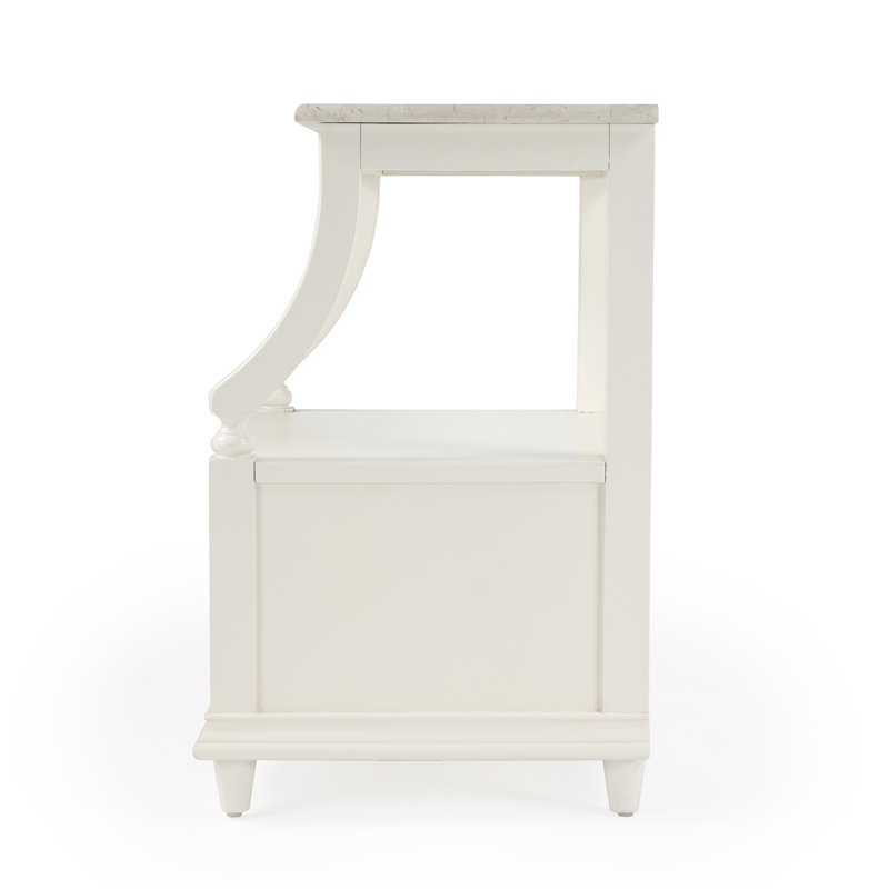 Mabel Marble 1 drawer Nightstand, White