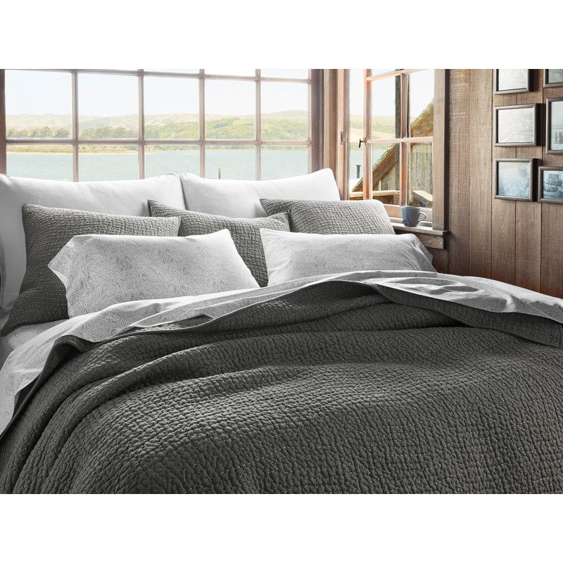 Pebbled Percale Quilt, Slate, King Quilt