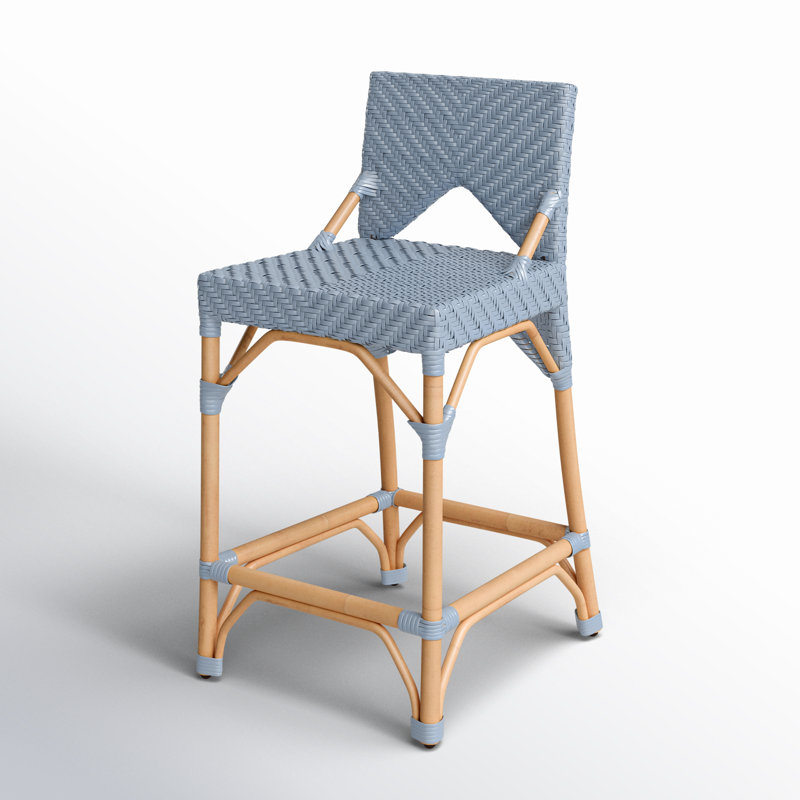 Estela Rattan Counter Stool, Blue, Blue