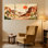 Paysage et nature, paysage désertique avec cactus et coucher de soleil, ensemble de 3 impressions sur toile
