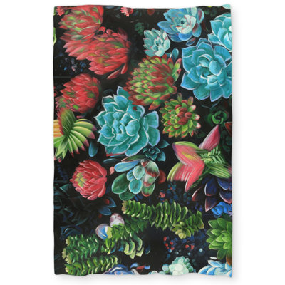 Set of Colorful Succulents | Romantic Green Duvet Cover