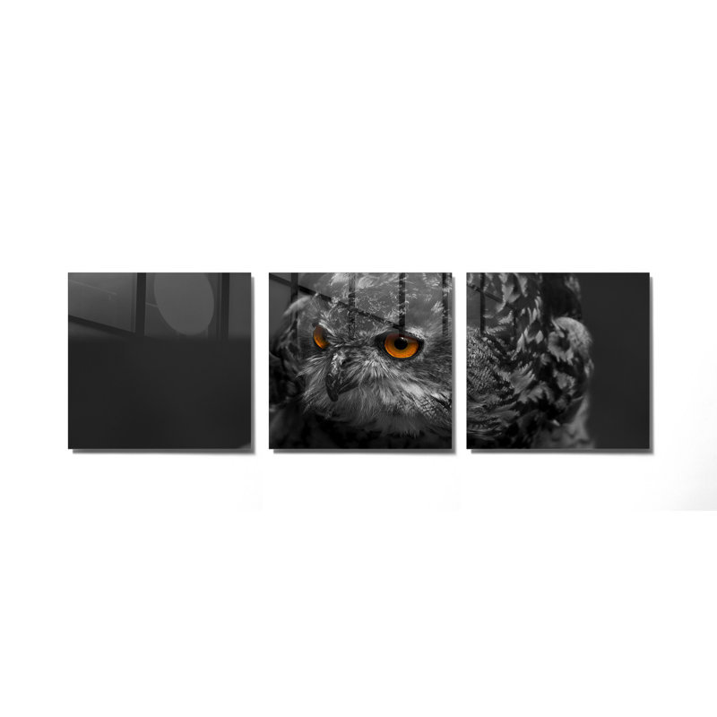3 Piece No Frame Print on Glass, 60cm H x 60cm W x 0.4cm D