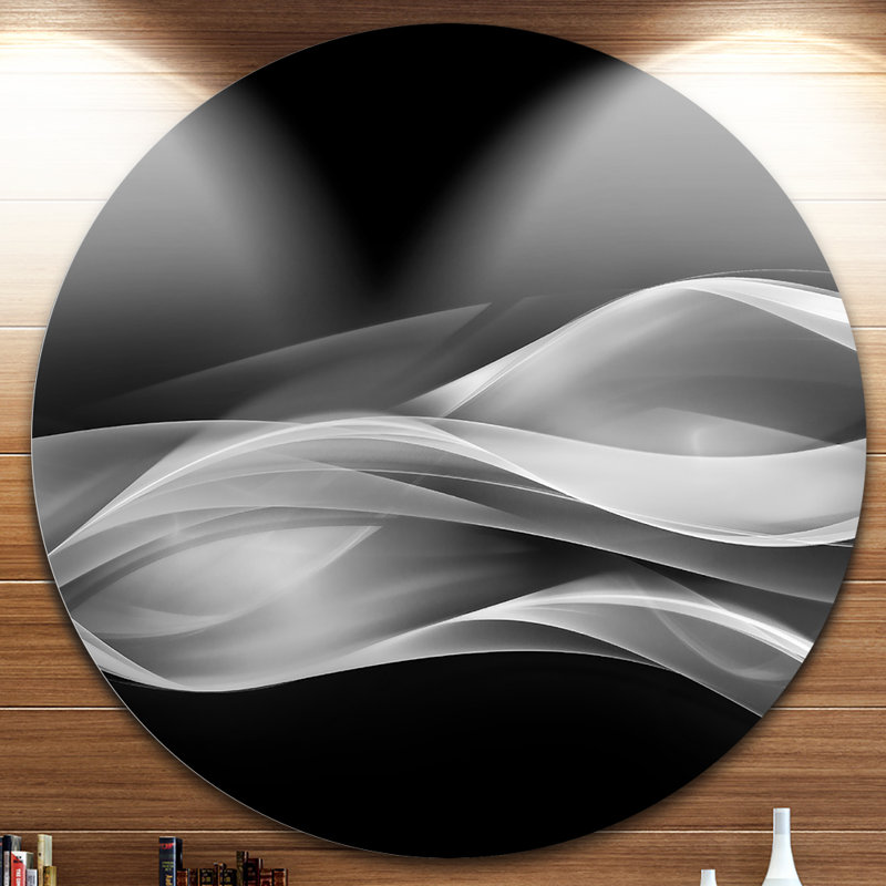 'Glittering Silver Pattern' Round fractal metal wall art print, 38" H x 38" W x 1" D