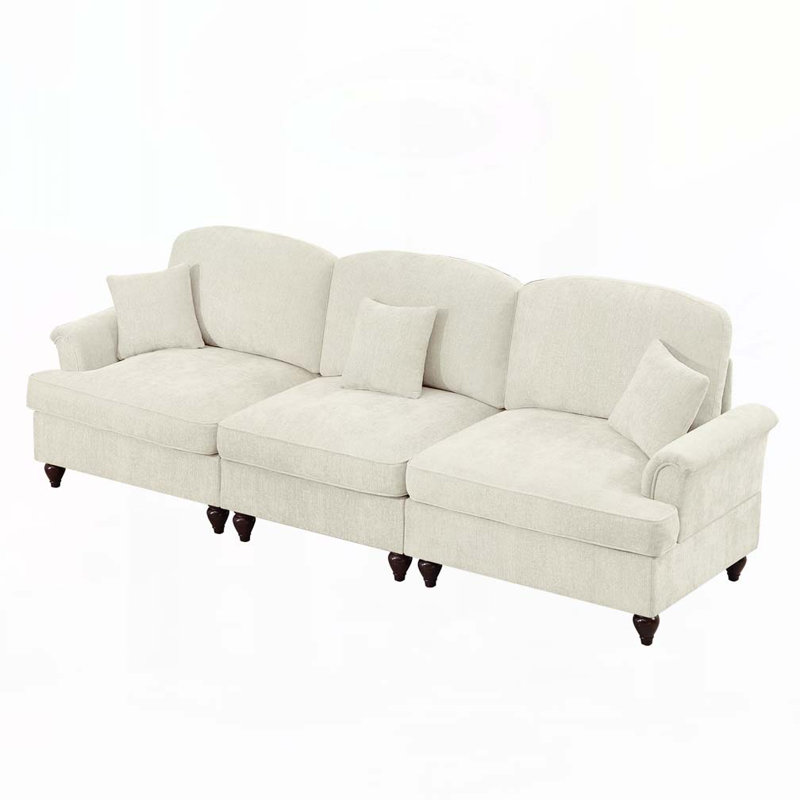 Chenille avec accoudoirs évasés et volants amovibles, Beige