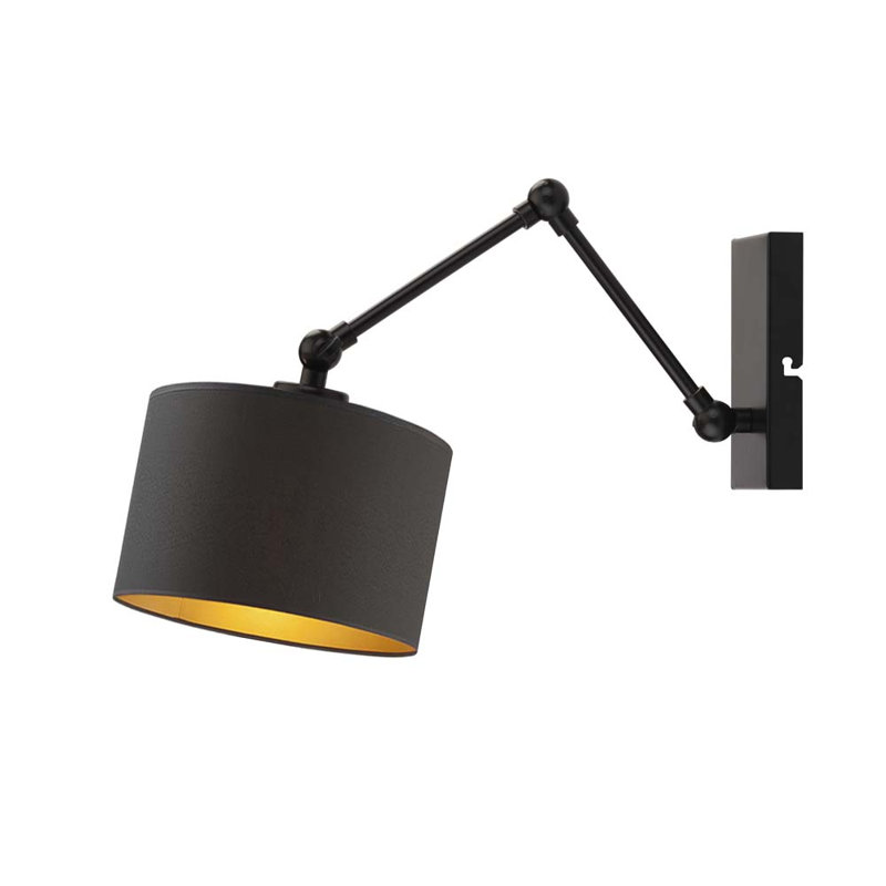 Finola Steel Armed Sconce, Matte Black, Black