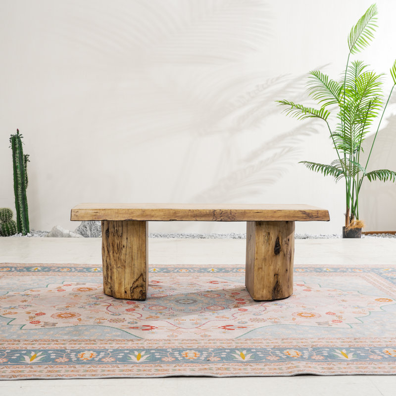 Rustic Wood-Look Outdoor Coffee Table With Iron Frame And Terrafab Top