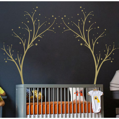 Décalcomanie murale arbres étoiles