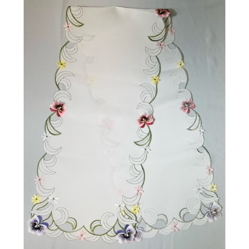Tapis de broderie (16 x 36 po) - Blanc / Bleu clair, 72 po x 16 po