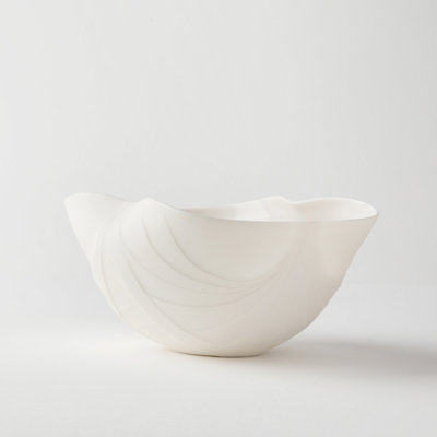 Bol décoratif abstrait en porcelaine blanche Chrysalide