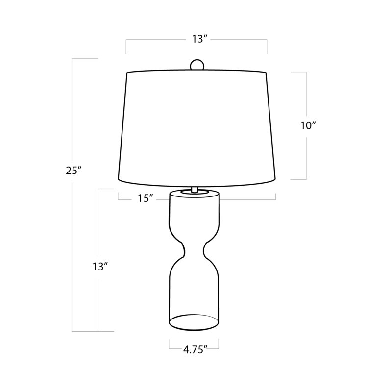 Joan Crystal Table Lamp Small, 25" H x 15" W x 15" D