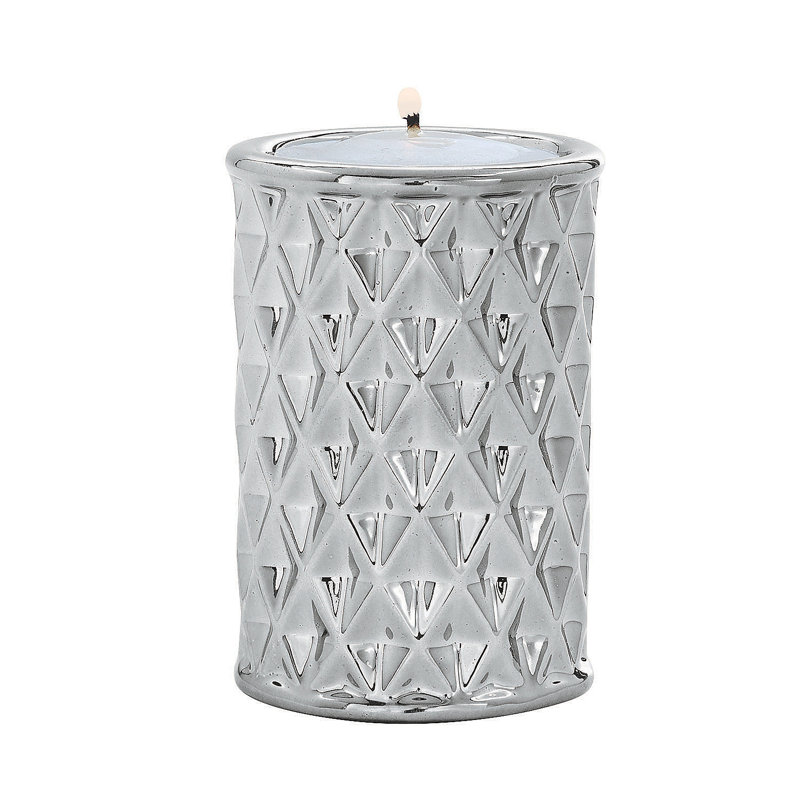 7.9'' H Ceramic Tabletop Candle Accessories, Silver