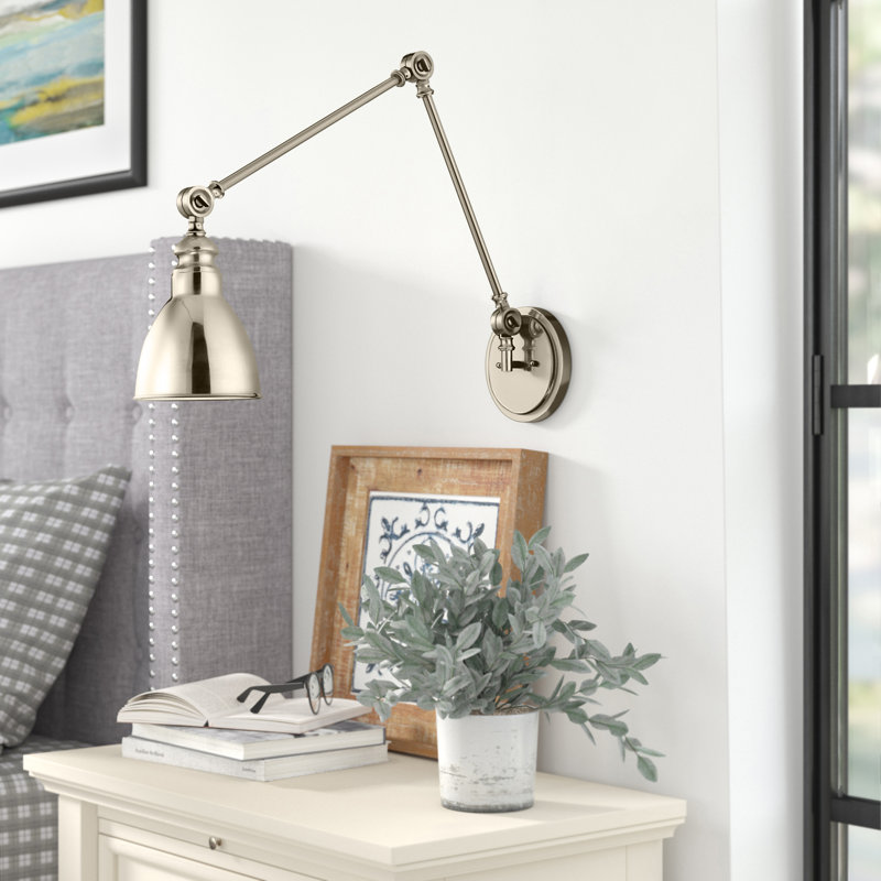 Abagail 1-Light Dimmable Wall Sconces Wall Sconce, Satin Nickel