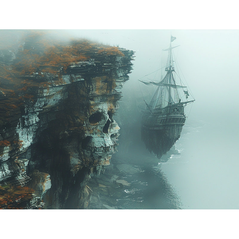 Pirate Ship Landscape Shower Curtain, 83"H x 70"W