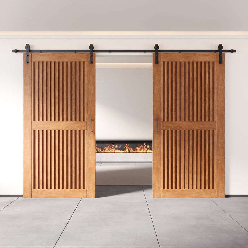 Portes de grange à rayures verticales non assemblées et finies 36 po x 80 po Homacer Early American, 36 po x 80 po