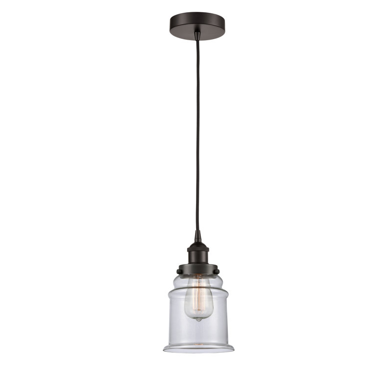 Luminaire suspendu en forme de cloche à 1 lumière Amiriya, H 9,25 po x l 5,25 po x P 5,25 po, Transparent, Bronze huilé