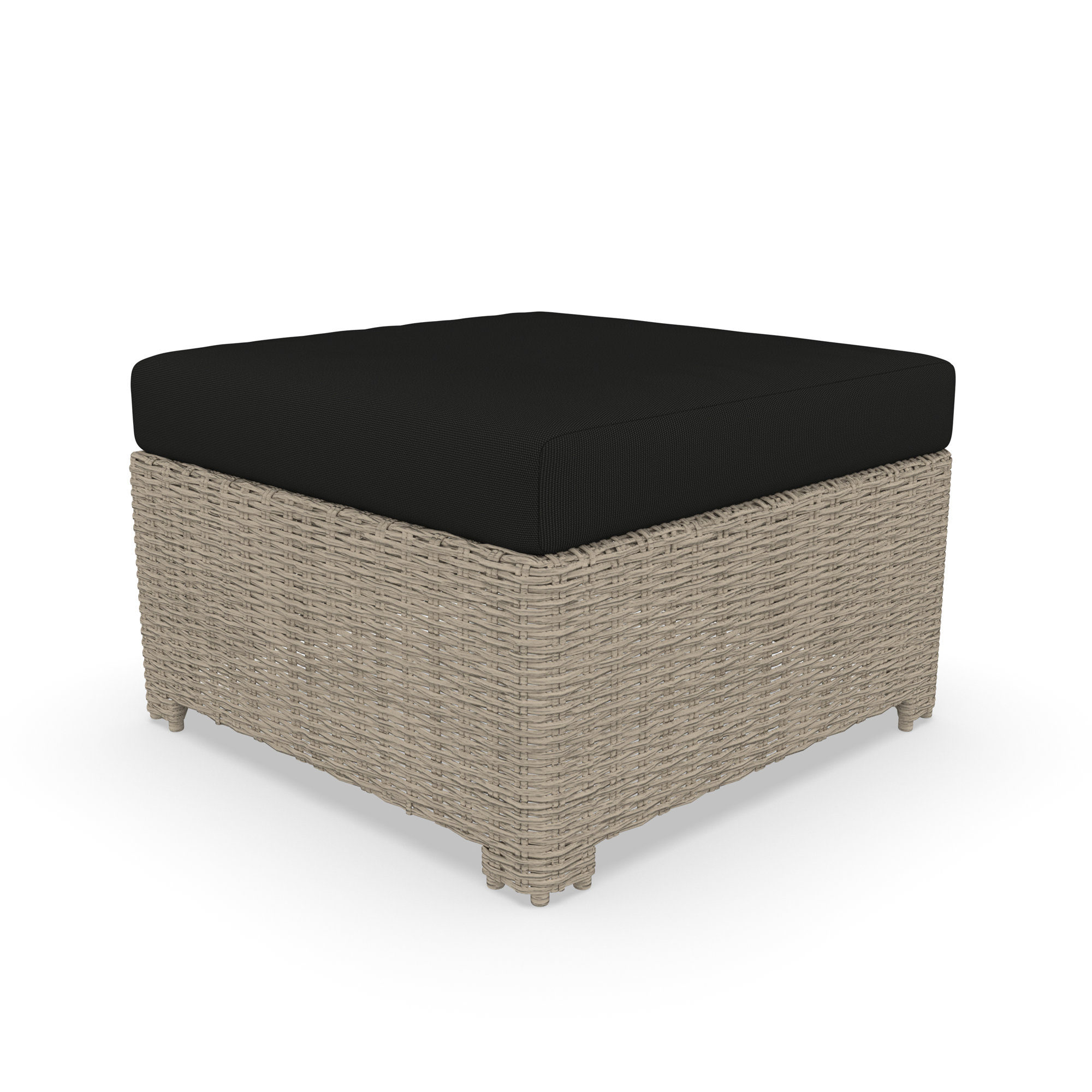 Outdoor Ottoman With Sunbrella Cushions, Canvas Black