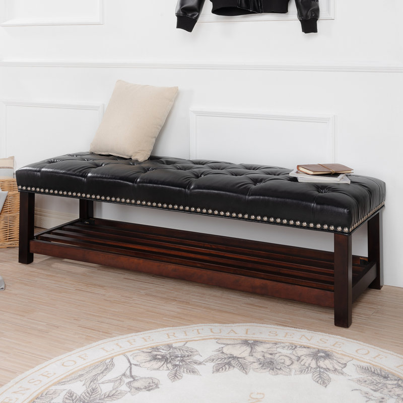 Banc de rangement en polyuréthane Martinette, Noir