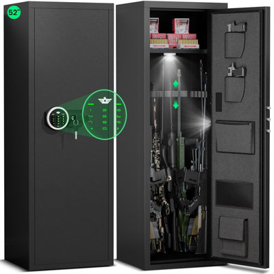 6-8 Rifle Gun Safe For Shotguns, Large Unassembled Gun Safe For Home Rifle And Pistols With Dual Alarm And Mute Mode, Long Gun Cabinet For Rifles With Touchscreen Pad, Removable Shelves