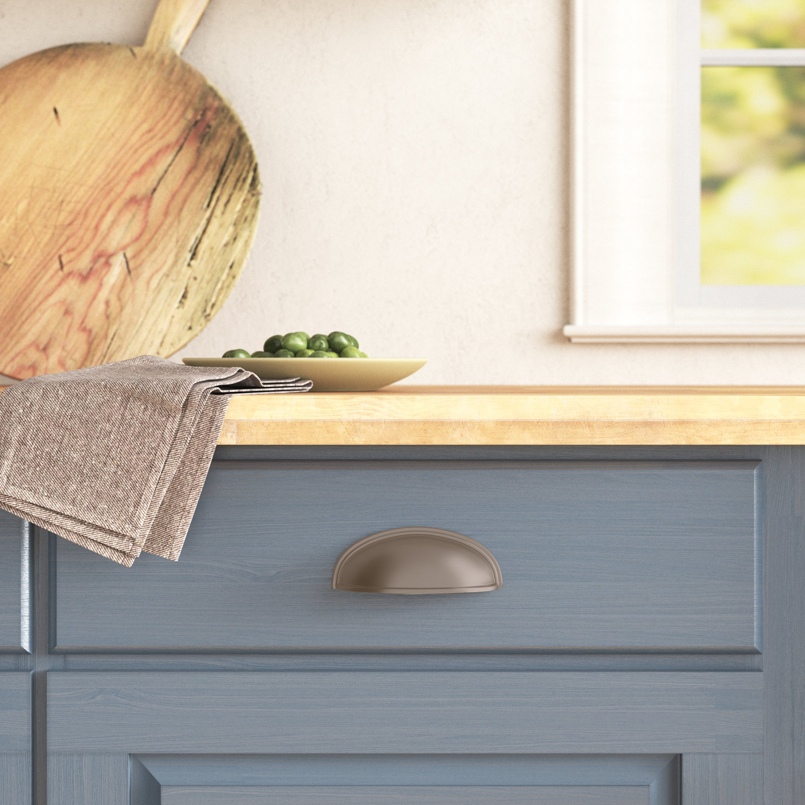 Ashby 4" Cup Bin Cabinet Pull, Satin Nickel