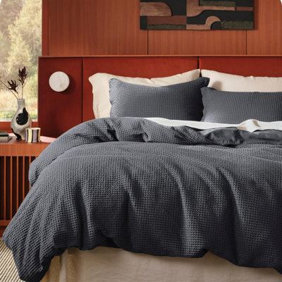 Essential Collection 100% Cotton Waffle Weave Duvet Cover Set